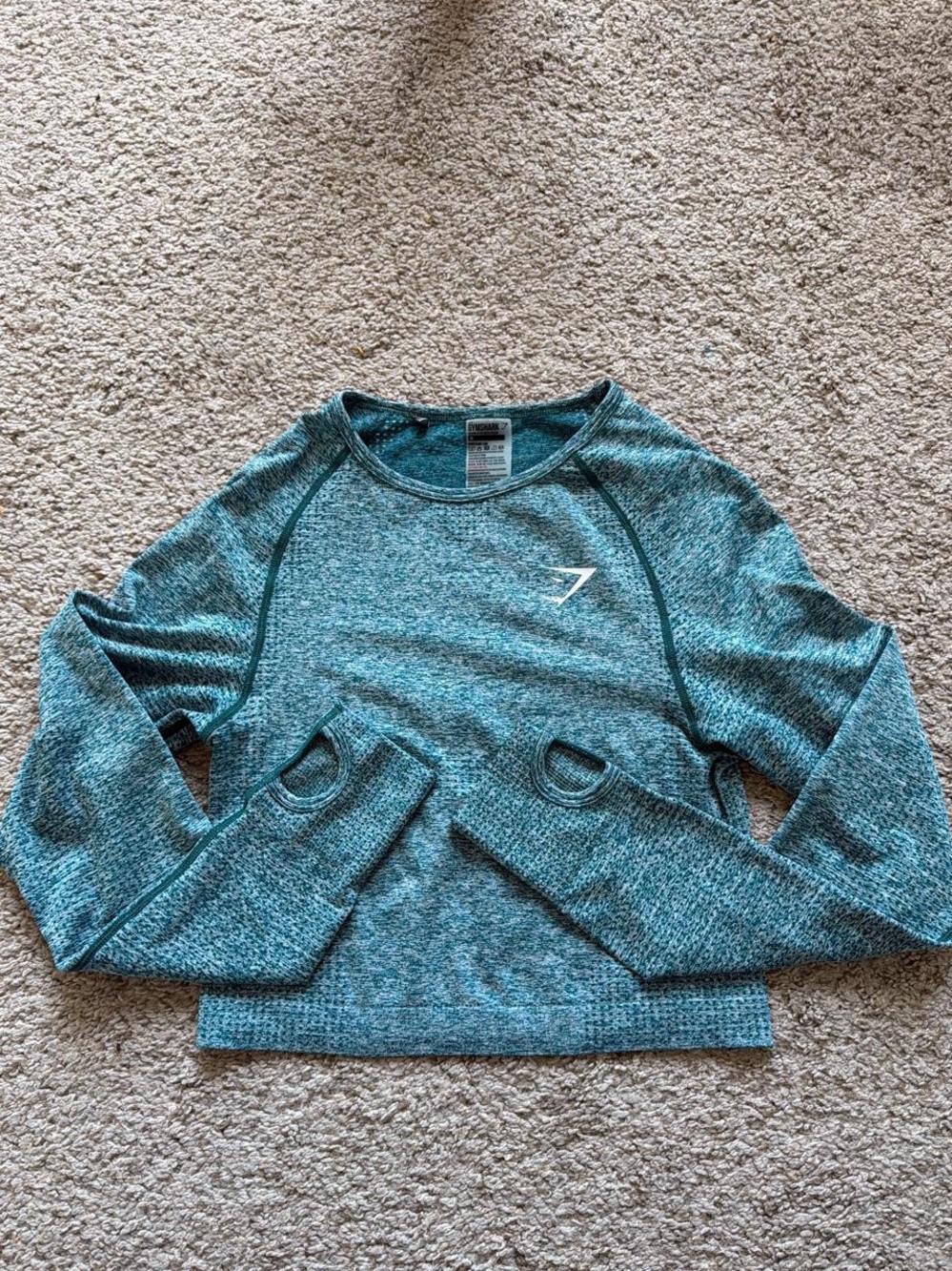 Gymshark Teal Seamless Long Sleeve Crop Top